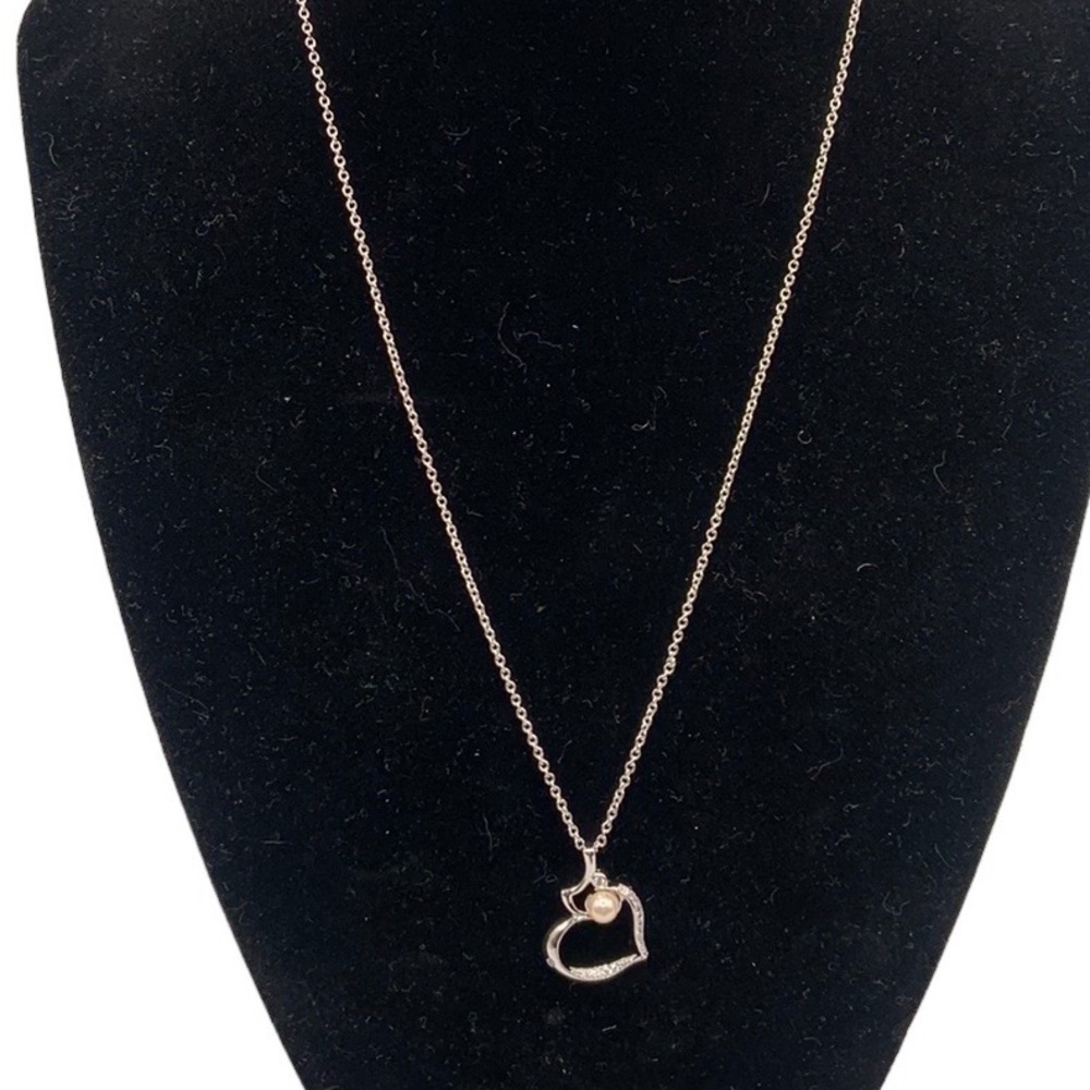 Silver Open Heart with Pearl Detail Necklace New with tags!